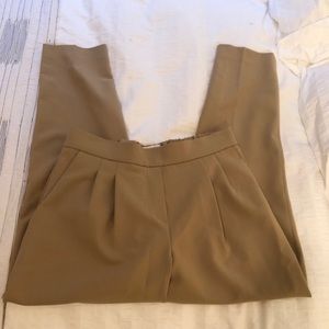 Babaton pleated tan pants